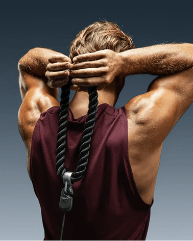 LYQUID rope attachment used for tricep workout